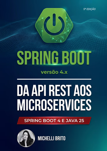 Capa oficial do E-book Spring Boot: Da API REST aos Microservices por Michelli Brito